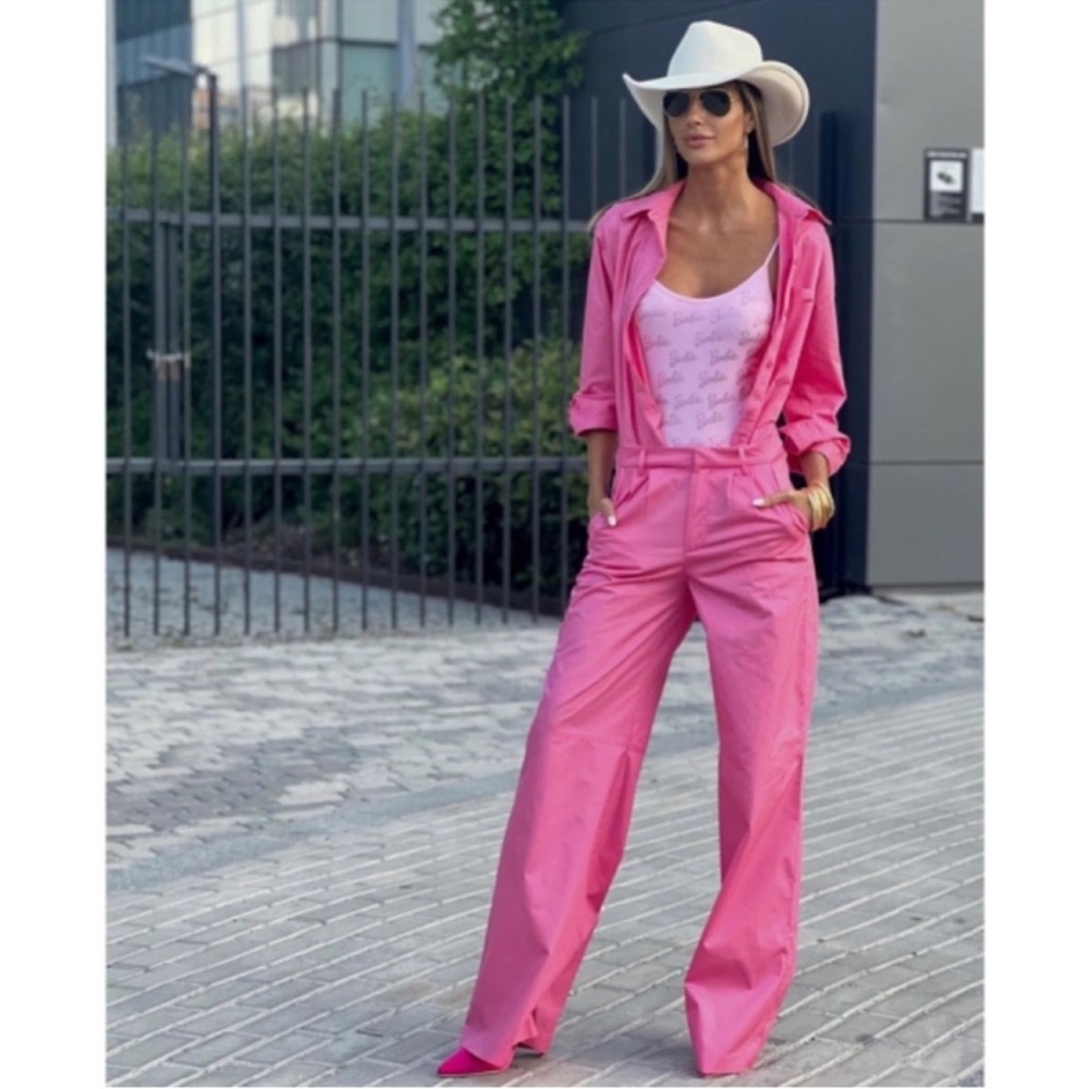 ZARA BARBIE™ THE MOVIE ©WARNER BROS. SHIRT JUMPSUIT BARBIECORE BARBIE CORE XS
